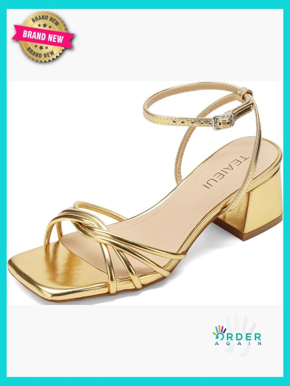 Chunky Heels Square Open Toe Strappy Ankle Strap Sandals Low Heel 2 inch